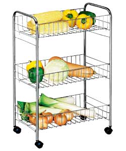 3 Tier Slim Kitchen Trolley - Chrome