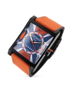 Tender Men` Orange Rubber Strap Date Watch