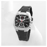 mens black dial chrono black resin strap