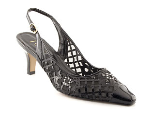 Patent Mesh Effect Sling Back