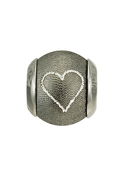 Silver Sparkling Black Heart Bead