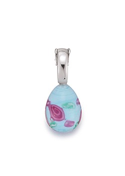 Silver Turquoise Murano Glass Click