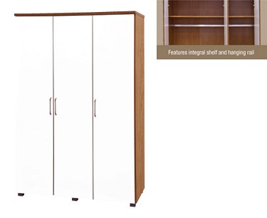 3 Door Wardrobe White/Beech