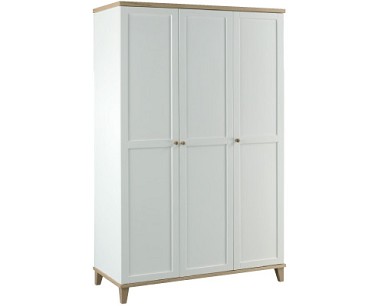 3 Door Wardrobe White with Ash Detail