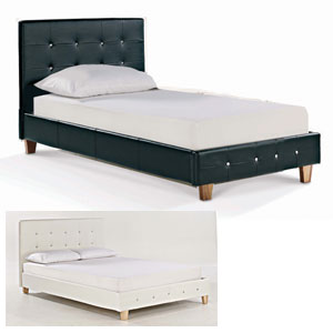 Diamante 3FT Single Leather Bedstead