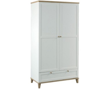 Boston White 2 Door Wardrobe With Ash Detail