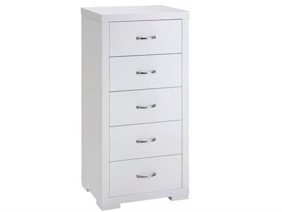 Luna 5 Drawer Chest (White) Small Single (2