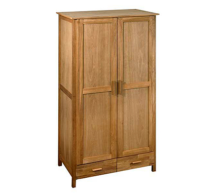 Suffolk Solid Oak 2 Door 2 Drawer Wardrobe -