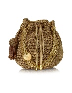 Frida - Metallic Woven Drawstring Mini Pouch Bag