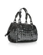 Odin - Black Croco Stamped Large Satchel Bag