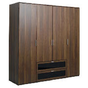 4 Door 2 Drawer Wardrobe, Dark Walnut Effect