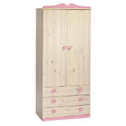 Hearts 2 Dr 3 Drawer Wardrobe, White Wash