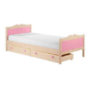 Hearts Single Bedstead- White Wash Pine