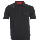 Machine Dark Navy Knitted Polo Shirt