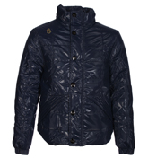 Silk Royal Blue Padded Bomber Jacket