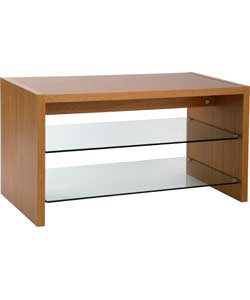 TV Unit - Oak Effect and Clear Glass