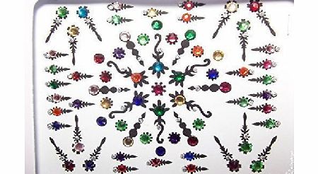 Magical Minerals HUGE PACKET APROXIMATELY 70 MULTI COLOURED amp; BLACK DIAMANTE INDIAN BRIDAL BINDI [NB07]