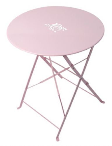 Garden Table - metal folding - pink