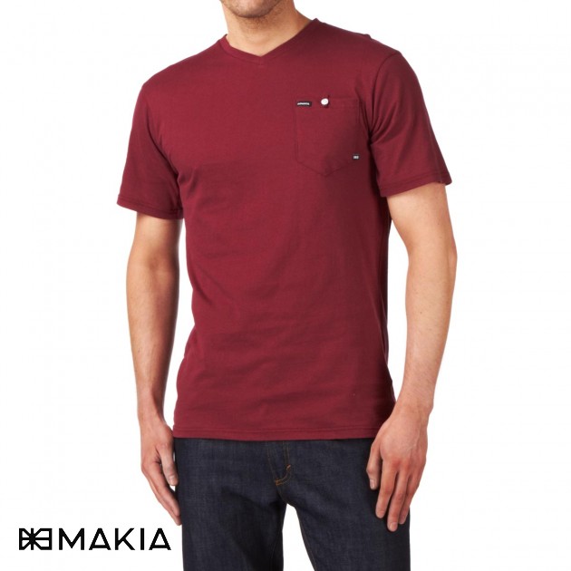 Mens MAKIA V-Neck T-Shirt - Port