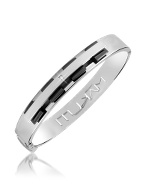 Kimana - Diamond Polished and Black Stainless Steel Bangle Bracelet