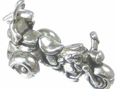 Trike Motorcycle sterling silver charm .925 x1 Biker Bike Trikes charms SSLP3440