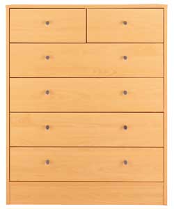 4 Wide 2 Narrow Drawer Chest - Beech