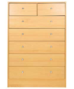 5 Wide 2 Narrow Drawer Chest - Beech