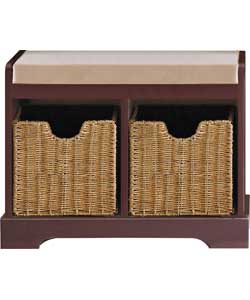 2 Basket Monks Bench Storage Unit -