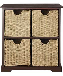 4 Basket Hall Storage Unit - Dark Brown