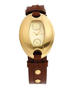 mango Ladies Quartz Brown Strap Chronograph