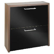 2 Drawer Shoe Storage Walnut & Black