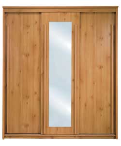 3 Sliding Door Mirrored Wardrobe - Pine