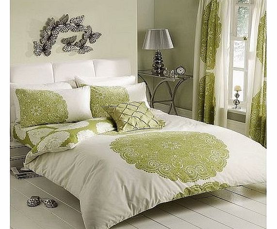 Manhatten  PRINT REVERSIBLE DOUBLE BED DUVET COVER QUILT BEDDING LINEN SET GREEN