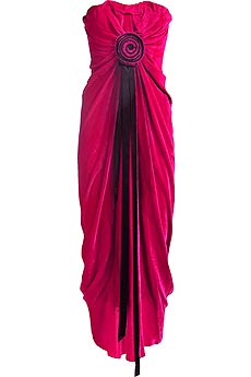 Rose velvet evening dress