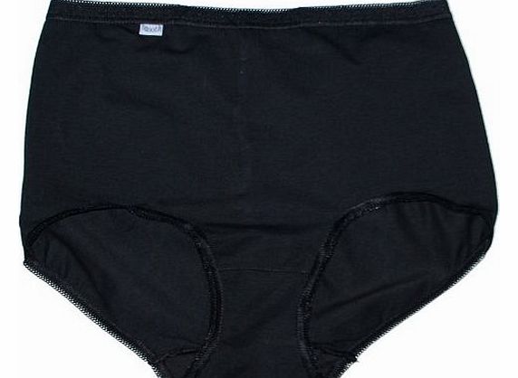 Marlon 3 Ladies Smooth Cotton Full Briefs with Lycra. Black or Skintone.Sizes 12-30 (20-22, BLACK)