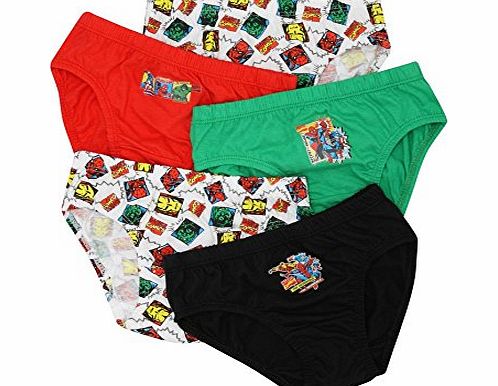 Boys Marvel Comics Spiderman, Hulk, Ironman Character Print Cotton Briefs - 5 Pack Multicolour 2/3 Yr