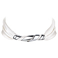 Twisting Sterling Silver Choker w/3 colored Fabrics