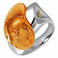 Vanita`- Amber Murano Glass Drop Ring