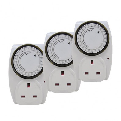 Masterplug 24 Hour Mechanical Timer - 3 Pack