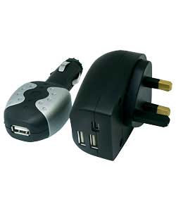 Masterplug USB Mains and 12V Charger Kit