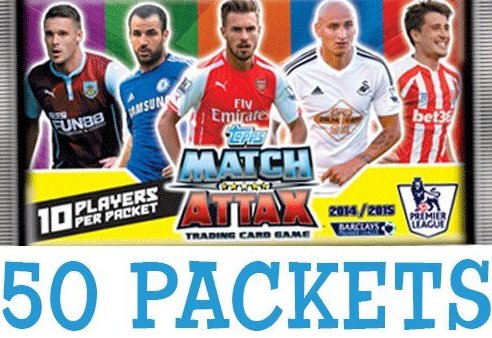 1 CDU of 50 Topps Match Attax 2014 2015 Booster Packs (500 random cards)