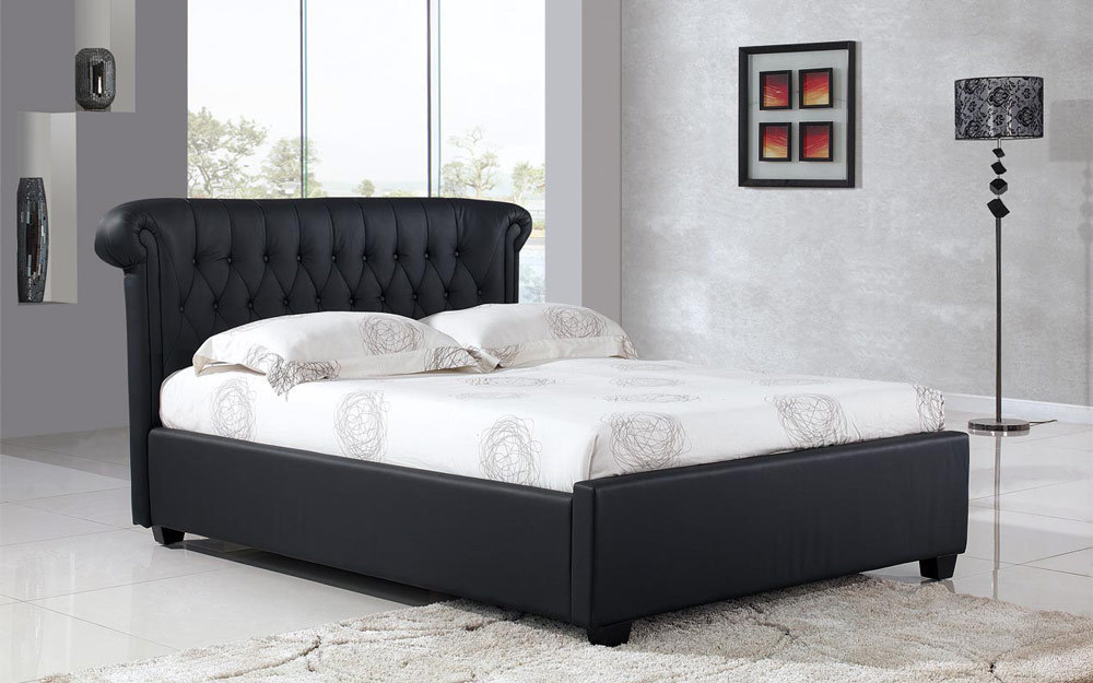 Vienna Brown Faux Leather Bedstead, King Size,