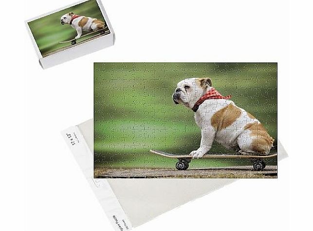 Photo Jigsaw Puzzle of JD-21876-M DOG. Bulldog on skateboard