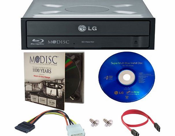 LG 16X Blu-ray M-Disc CD DVD BDXL BD Bluray Burner Drive with FREE 1pk Mdisc DVD + Cyberlink 3D Playback Burning Software + Cables & Mounting Screws WH16NS40