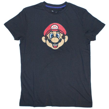 Joystick Junkies Super Mario Face Charcoal T-Shirt