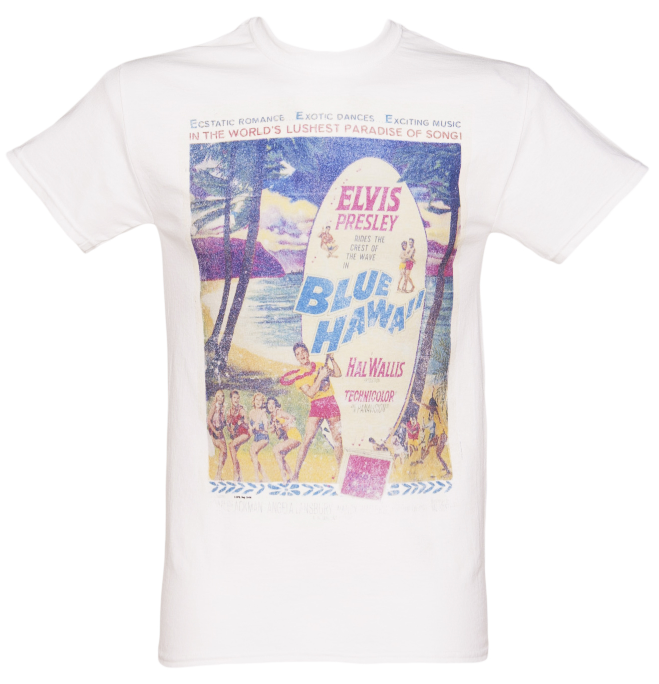 White Blue Hawaii Poster Elvis T-Shirt