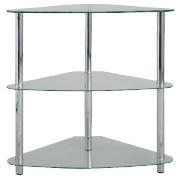 Mercury 3 shelf Corner Bookcase, Clear Glass