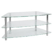 3 shelf Corner TV Unit, Clear Glass