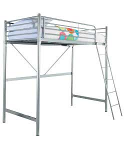 metal High Sleeper with Comfort Mattress