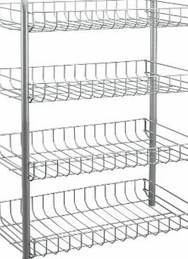 41 x 23 x 80 cm Monaco Multi-Purpose Storage Cart Rack with 4 Levels, Silver